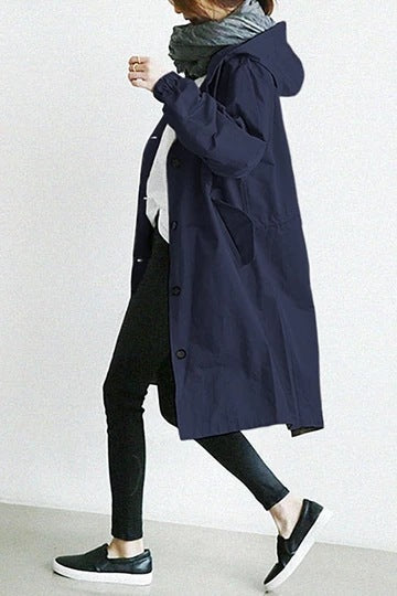 Windproof Women's Trench Coat – Midi-Length
