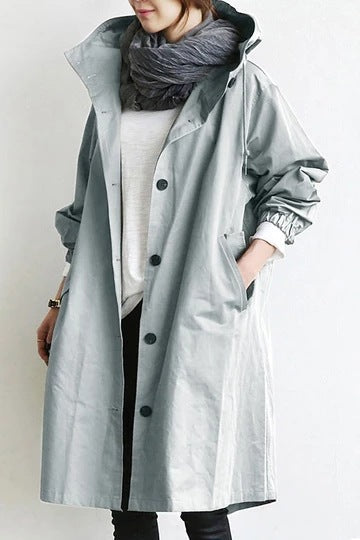 Windproof Women's Trench Coat – Midi-Length