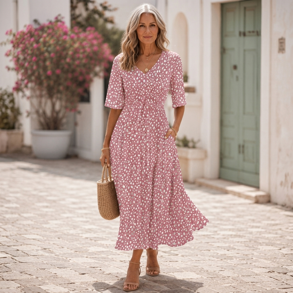 EMERY | Elegant Midi Dress with Tummy Concealing Design