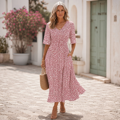 EMERY | Elegant Midi Dress with Tummy Concealing Design