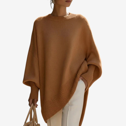 Helene Draped Asymmetric Poncho