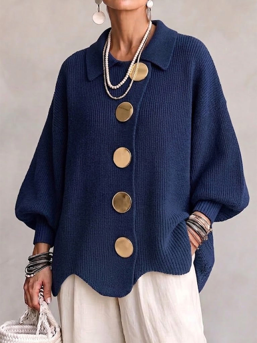 Victoire | Oversized Gold-Button Cardigan