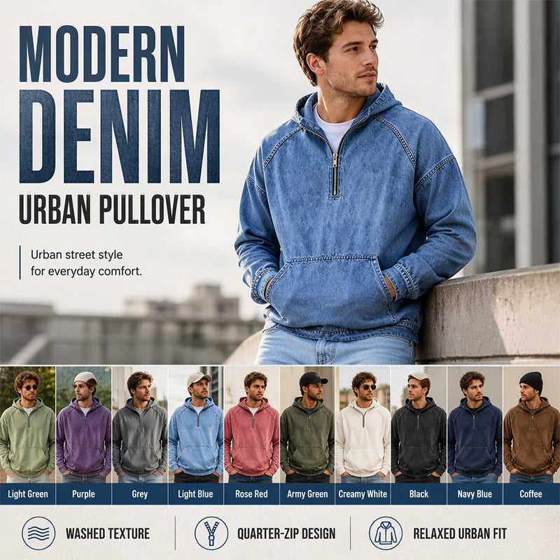 Jackson Half-Zip Denim Pullover Jacket