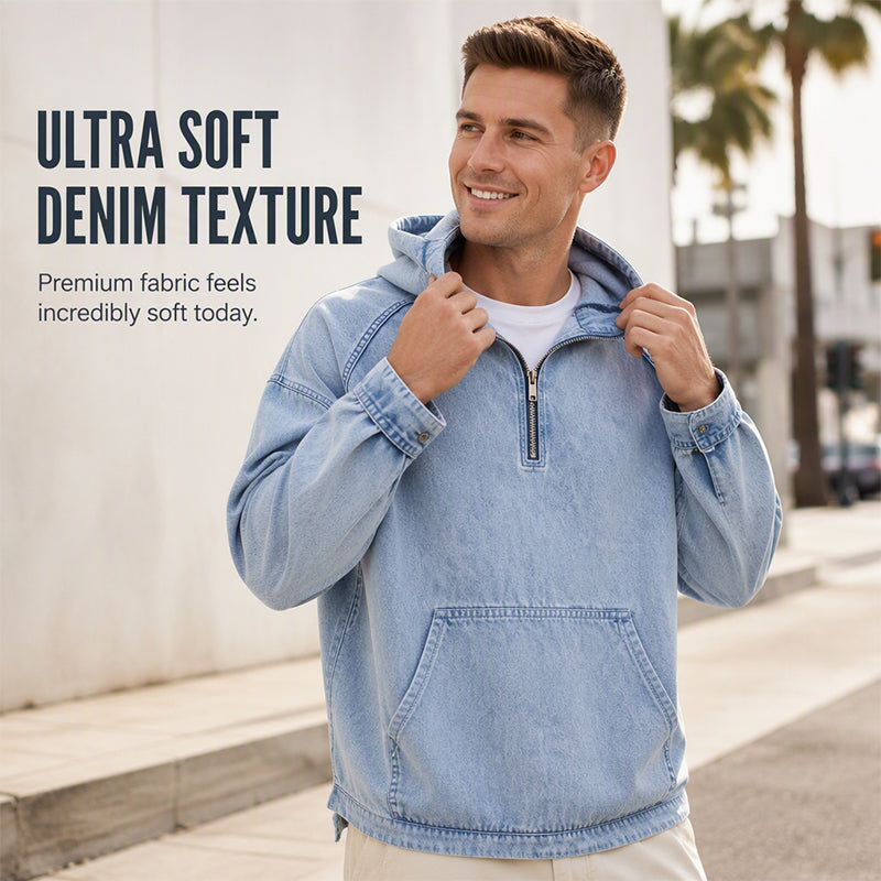 Jackson Half-Zip Denim Pullover Jacket