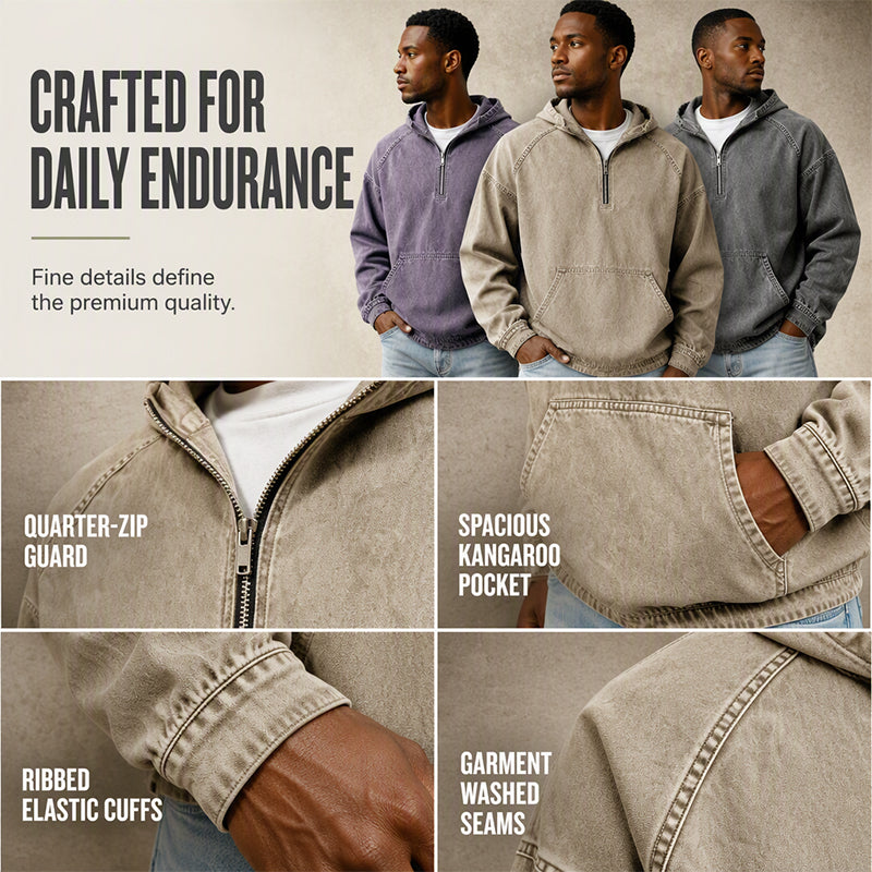 Jackson Half-Zip Denim Pullover Jacket