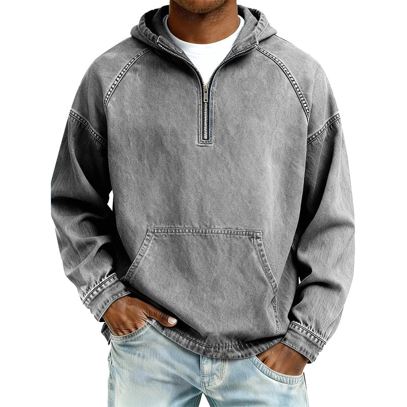 Jackson Half-Zip Denim Pullover Jacket