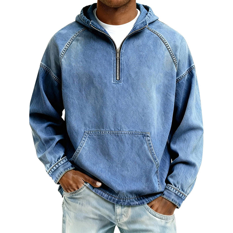 Jackson Half-Zip Denim Pullover Jacket