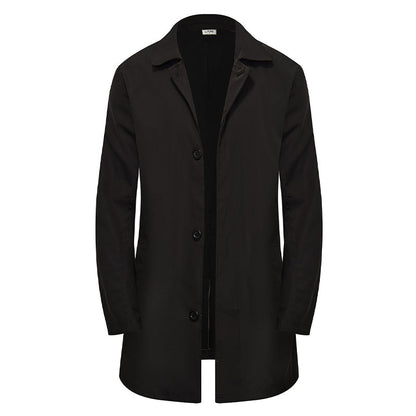 Men's Minimalist Single-Breasted Mid-Length Coat
