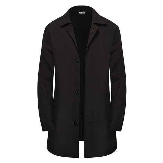 Men's Minimalist Single-Breasted Mid-Length Coat